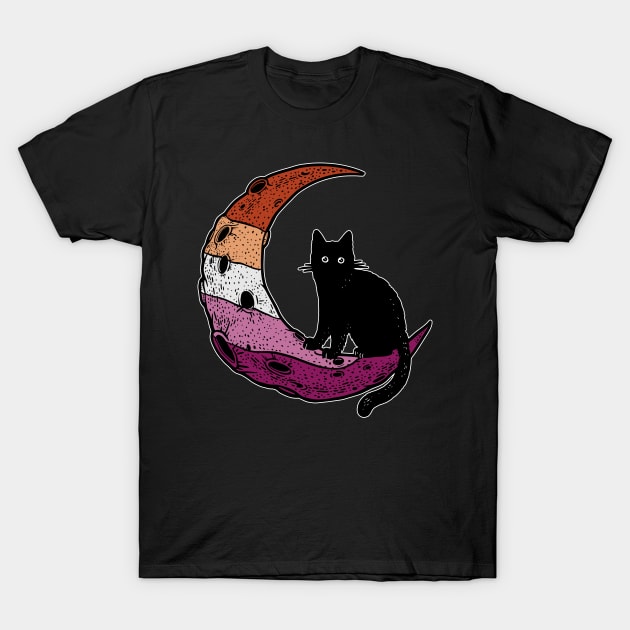 Lesbian Cat Moon T-Shirt by Psitta